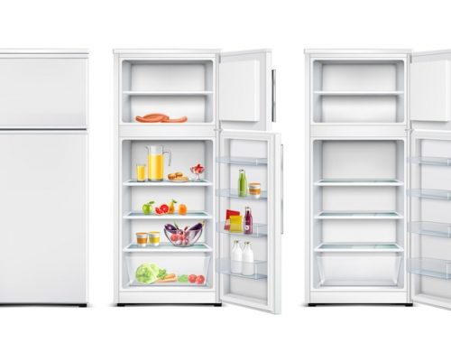refrigerator-fridge-realistic-set-isolated-cold-storage-units-with-products-open-closed-door_1284-27090